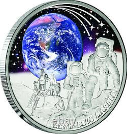 Niue 2022 Earth BLUE MARBLE Apollo 17 Moon Module $1 Oz Silver PrfMINTAGE 750