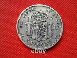 OLD COINS COLLECTIBLES 1877 Spain 5 PESETAS SILVER ALFONSO XII