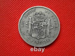 OLD COINS COLLECTIBLES 1877 Spain 5 PESETAS SILVER ALFONSO XII