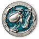 Octopus Underwater World 3 Oz Antigue Finish Silver Coin 5$ Barbados 2021