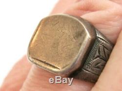 Old Antique Ancient Pirate Old World Coin To Sterling Silver Mans Signet Ring