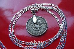 Old Classic Mexican Aztec Calendar Pendant on a 28 925 Sterling Silver Chain