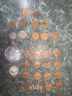 Old Coin Lot, Collection, US, Canada, Euro, Bahamas, Silver Dollar, Wheat Penny