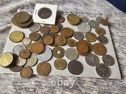 Old Foreign World Coin Lot With Silver See Pics 70 Coins! Canada Hong Kong Peru