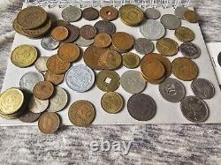 Old Foreign World Coin Lot With Silver See Pics 70 Coins! Canada Hong Kong Peru