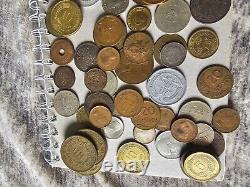 Old Foreign World Coin Lot With Silver See Pics 70 Coins! Canada Hong Kong Peru