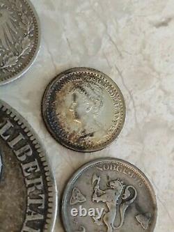 Old Vintage Antique Foreign Coin Lot Collection of Old World SILVER Coins