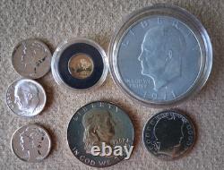 Old WORLD Silver Gold Coin Lot -1898 1971 -6 Silver 1 Gold Lot #891-8