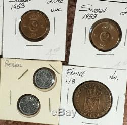 Over 100 WORLD COINS Incl 1700s, 1800s Silver, Crowns, BU Proof And Better Circ