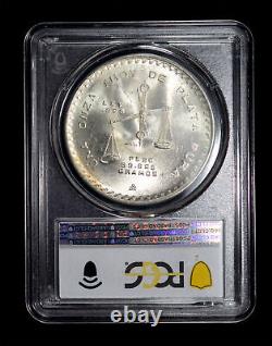 PCGS MS64 1980 Mo Mexico Silver Onza Rainbow toning