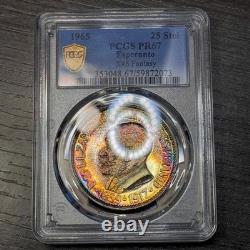 PR67 1965 Esperanto Silver 25 Steloj, PCGS- Rainbow Toned ONLY 1,000 Minted