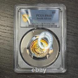 PR68 1961 South Africa 10 Cent Silver Proof, PCGS- Rainbow Toned (Only 1 Finer!)