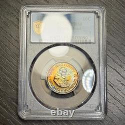 PR68 1961 South Africa 10 Cent Silver Proof, PCGS- Rainbow Toned (Only 1 Finer!)