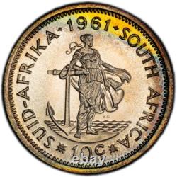 PR68 1961 South Africa 10 Cent Silver Proof, PCGS- Rainbow Toned (Only 1 Finer!)