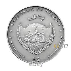 Palau 2009 5$ Emeralds Treasures of the World series. 999 fine silver coin