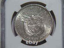 Panama 1904 50 Centesimos De Balboa Ngc Graded Ms61 Silver World Coin