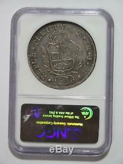 Peru 1826 Lima Jm 8 Reales Silver Crown Toned World Coin Ngc Au58 Graded
