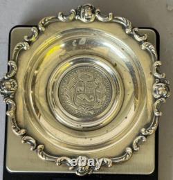 Peru 1915 Republica Peruana Lima Peru 9 Decimos Fino Un Sol Coin Silver Tray