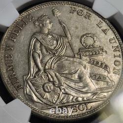 Peru 1 Un Sol Keydate 1933 NGC AU 58 Very Nice Almost MS