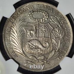 Peru 1 Un Sol Keydate 1933 NGC AU 58 Very Nice Almost MS