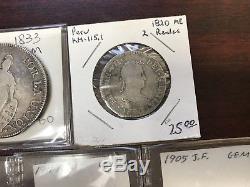 Peru old silver world coins lot great condition high value some BU coins