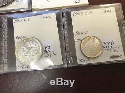 Peru old silver world coins lot great condition high value some BU coins