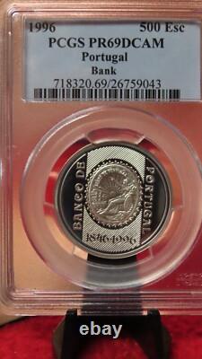 Portugal 1996 Bank Seal silver coin 500 escudos PCGS graded PR69