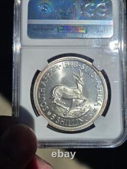 Prooflike Silver 1948 South africa 5 Shillings NGC PL 66 GEM PQ Crown