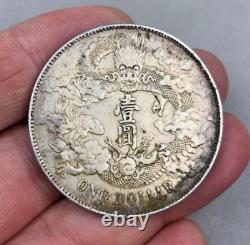 Qing Dynasty Empire HsuanTung QuXu Dragon 1911 One Dollar Old China Silver Coin