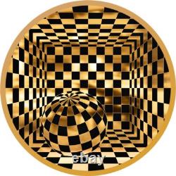 RARE (100pcs) AWARDED Chad ILLUSION ROOM V1 Silver Coin 200 Francs 2023 OPTICAL
