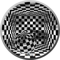 RARE (100pcs) AWARDED Chad ILLUSION ROOM V2 Silver Coin 200 Francs 2023 OPTICAL