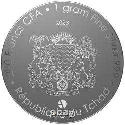 RARE (100pcs) AWARDED Chad ILLUSION ROOM V2 Silver Coin 200 Francs 2023 OPTICAL