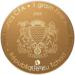 RARE (100pcs) BLACK HOLE Chad V1 Silver Coin 200 Francs 2023 OPTICAL ILLUSION