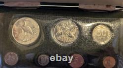 RARE 1971 Trinidad Tobago Proof Set From Franklin Mint SILVER Original Box COA