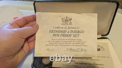 RARE 1971 Trinidad Tobago Proof Set From Franklin Mint SILVER Original Box COA