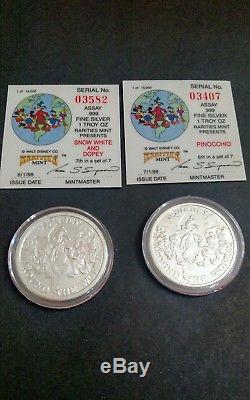 RARE Complete Set of 7 Disneyana Disney Around the World 1998 1oz. Silver Coins