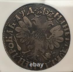 RUSSIA EMPIRE SILVER ROUBLE 1704 MA Peter I NGC Russian Imperial 1 Rouble R2