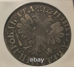 RUSSIA EMPIRE SILVER ROUBLE 1704 MA Peter I NGC Russian Imperial 1 Rouble R2