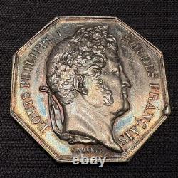 Rare 1840s France Silver Jeton Coin Louis Philippe Lille Insurance 1800s