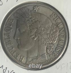 Rare 1870 A France Liberty Large silver 5 Fr, Nice