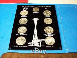 Rare 1962 Seattle Worlds Fair. 999 Silver Coin Set 8 Medals Plus Space Medal