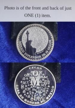 Rare 1990 Mexico Esplendor De 30 Siglos New York 1 Oz 999 Silver Medal 241213