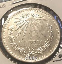 Rare. 720 Silver 1920 2/1 Clear Overdate Mexico Peso Cap & Ray Nice Grade #PC138