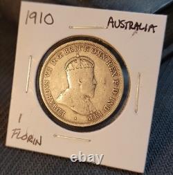 Rare Australian Silver? 1910 Australia Florin Key Date One Year Type