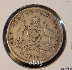 Rare Australian Silver? 1910 Australia Florin Key Date One Year Type