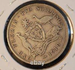 Rare Australian Silver? 1910 Australia Florin Key Date One Year Type