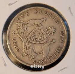 Rare Australian Silver? 1910 Australia Florin Key Date One Year Type