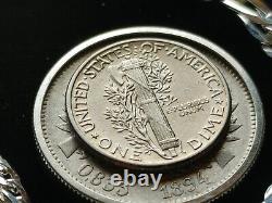 Rare Guatemala 1894 Silver Crossed Muskets coin pendant Sterling strong chain