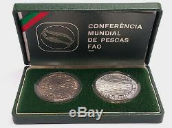 Rare Portugal 250$00 Bu & Silver Proof Coin Set/ World Fisheries Conference Fao