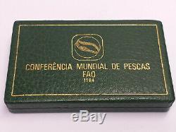 Rare Portugal 250$00 Bu & Silver Proof Coin Set/ World Fisheries Conference Fao